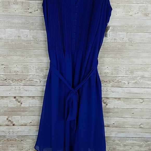 NWT, Roz & Ali, Electric blue dress with tucks, Length 40 Inches, Sz 14 - Picture 9 of 16